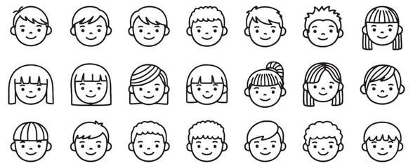 Collection of diverse boy and girl avatars