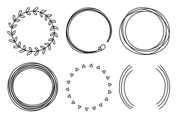 Hand-drawn circular frame designs and borders