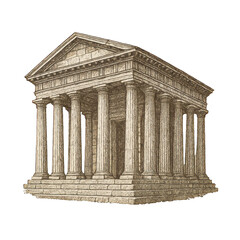 Fototapeta premium PNG Ancient temple architectural illustration.