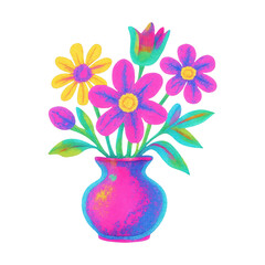 Naklejka premium PNG Vibrant floral vase illustration