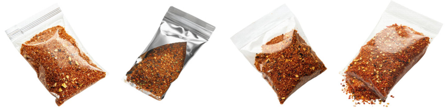 Taco seasoning packet &ndash; A packet of seasoning mix used to flavor the fish or other taco fillings. Isolated on Clear White Background Highly Detailed