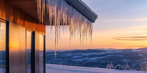 A house with icicles hanging from the roof