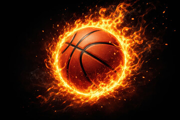 Fototapeta premium Fiery basketball symbolizing power and victory.