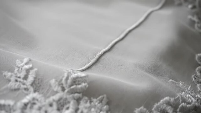 Close-up of delicate white lace fabric with intricate floral patterns. Elegant bridal textile detail, perfect for wedding and fashion themes.