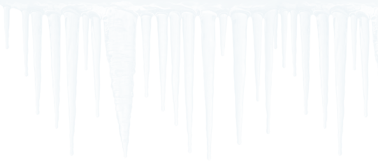 Transparent ice icicles hanging from roof top in winter season isolated on checkered background