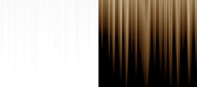 Soft vertical rays of light and golden curtain drapes on transparent and dark backdrop pattern