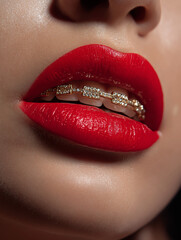 Obraz premium gold teeth braces