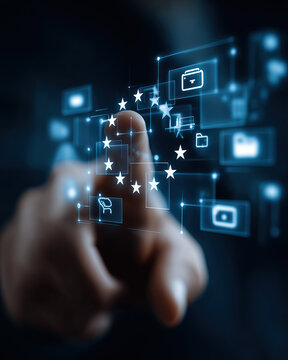 Hand selecting GDPR data protection compliance options on digital interface.

