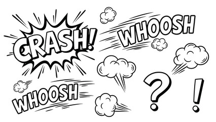 Fototapeta premium Hand drawn doodle comic speech bubbles set featuring business vector icons and grunge art illustration symbols for creative text design