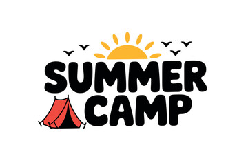 Summer Camp Logo with Tent and Sun