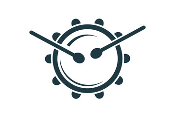 Minimalist Dark Green Clock Icon with Circular Design Elements on White Background