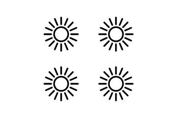 Four identical black sun icons