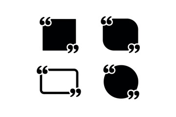 Quotation mark icons in various shapes and styles for design and communication purposes