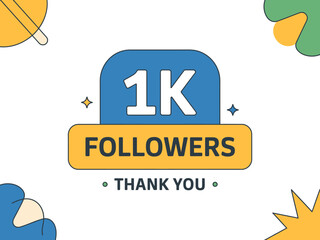Colorful 1K Followers Social Media Milestone Celebration Graphic with Thank You Message