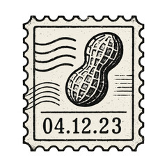 Obraz premium PNG Vintage peanut postage stamp illustration.