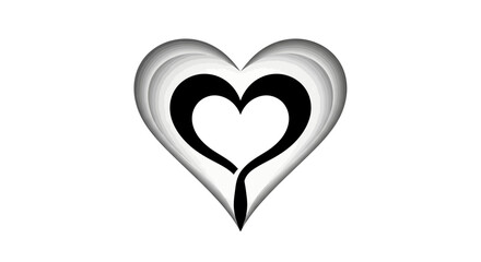 Fototapeta premium Black and White Heart Symbol Illustration.