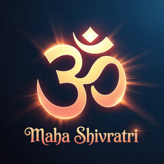 Glowing om symbol with radiant light for maha shivratri celebration Vector, illustration