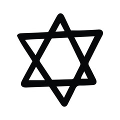 Hand Drawn Six-Pointed Star of David Icon - Jewish Symbol