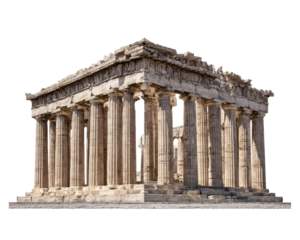 Elegant ancient Greek temple with majestic columns, evoking a sense of history and culture