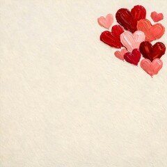 Hand Painted Heart Cluster on Beige Paper
