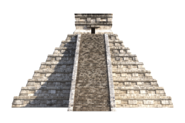 Impressive ancient Mayan temple pyramid with stone steps and structure
