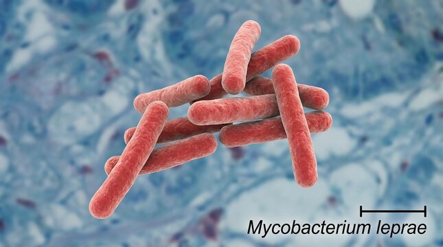 Microscopic view of Mycobacterium leprae bacteria causing leprosy disease