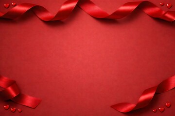 Minimal Red Ribbon Waves Copy Space