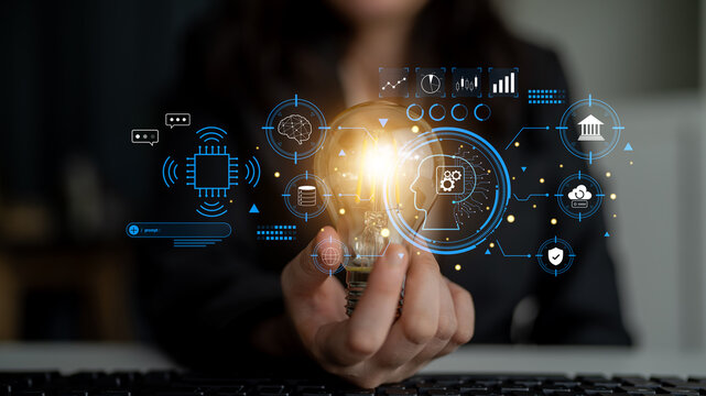 An advanced AI system for business and financial analysis. A futuristic interface for commanding an AI to process data from various domains. Motif - Powered by Adobe