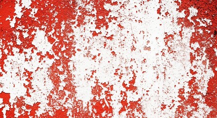 Rustic red and white peeling paint texture on weathered wall