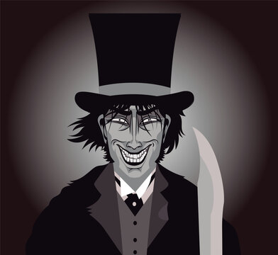 jack the ripper holding a knife in the darkness