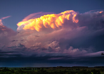 Dark clouds, cumulonimbus clouds, summer storm sunset