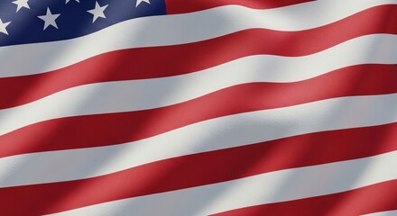 Fototapeta premium Waving American flag closeup with patriotic red and white stripes