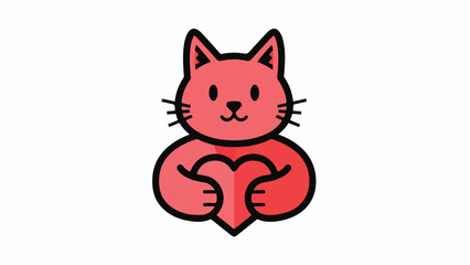 Cute Cat Holding Heart Symbolizing Love and Affection