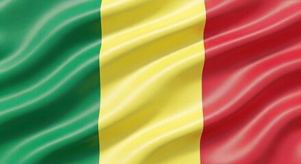 Obraz premium Waving Mali flag with green, yellow, and red colors