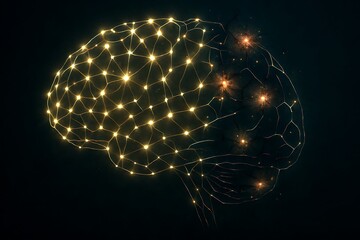 Glowing Human Brain Neural Network Connection Background