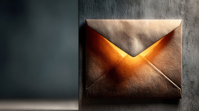 Revealed Secrets: An aged paper envelope, subtly illuminated with a warm light, rests on a textured surface, offering a glimpse into the hidden world of communication. 