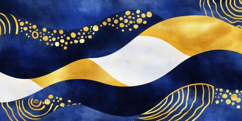 Abstract blue and gold wave pattern with metallic texture, elegant modern background for luxury design concepts and creative decoration