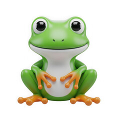 Naklejka premium Playful green frog figurine