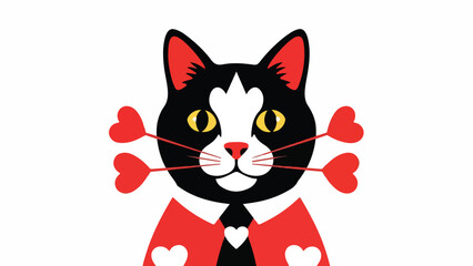 Valentines Day Cat with Heart shaped Arrows and Details