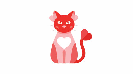 Valentines Day Illustration of a Cat with Heart Tail