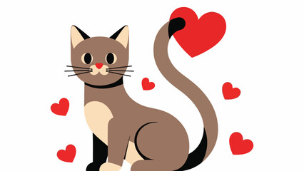 Cartoon Cat with Hearts for Valentines Day Illustration