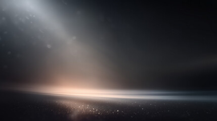 Abstract cinematic background with soft horizon light and floating particles