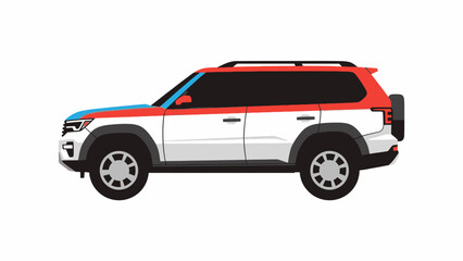 Fototapeta premium White SUV with Red Trim Illustration.