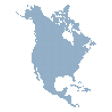Pan American Blue Dotted Vector Map for Regionalized IT and Sovereign