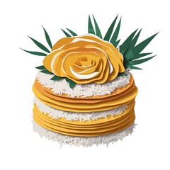 Delicate paper flower arrangement isolated on white background, Vector, illustration