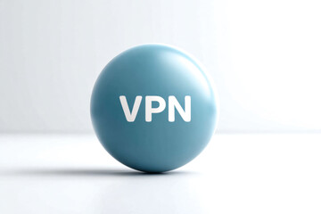 A round, blue button displaying "VPN," symbolizing online security, privacy, and digital protection.