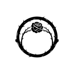 Black Rose Wreath with Thorns Illustration.