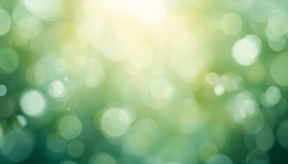 A vibrant green background with a bright light shining through bokeh circles