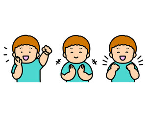 応援する・拍手する・喜ぶ 子供の感情表現 3点セット