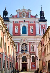 Fototapeta premium Poznań, Poland – [September 2024]: The Baroque Parish Church of St Stanislaus, one of the most recognisable landmarks in Poznań’s Old Town.